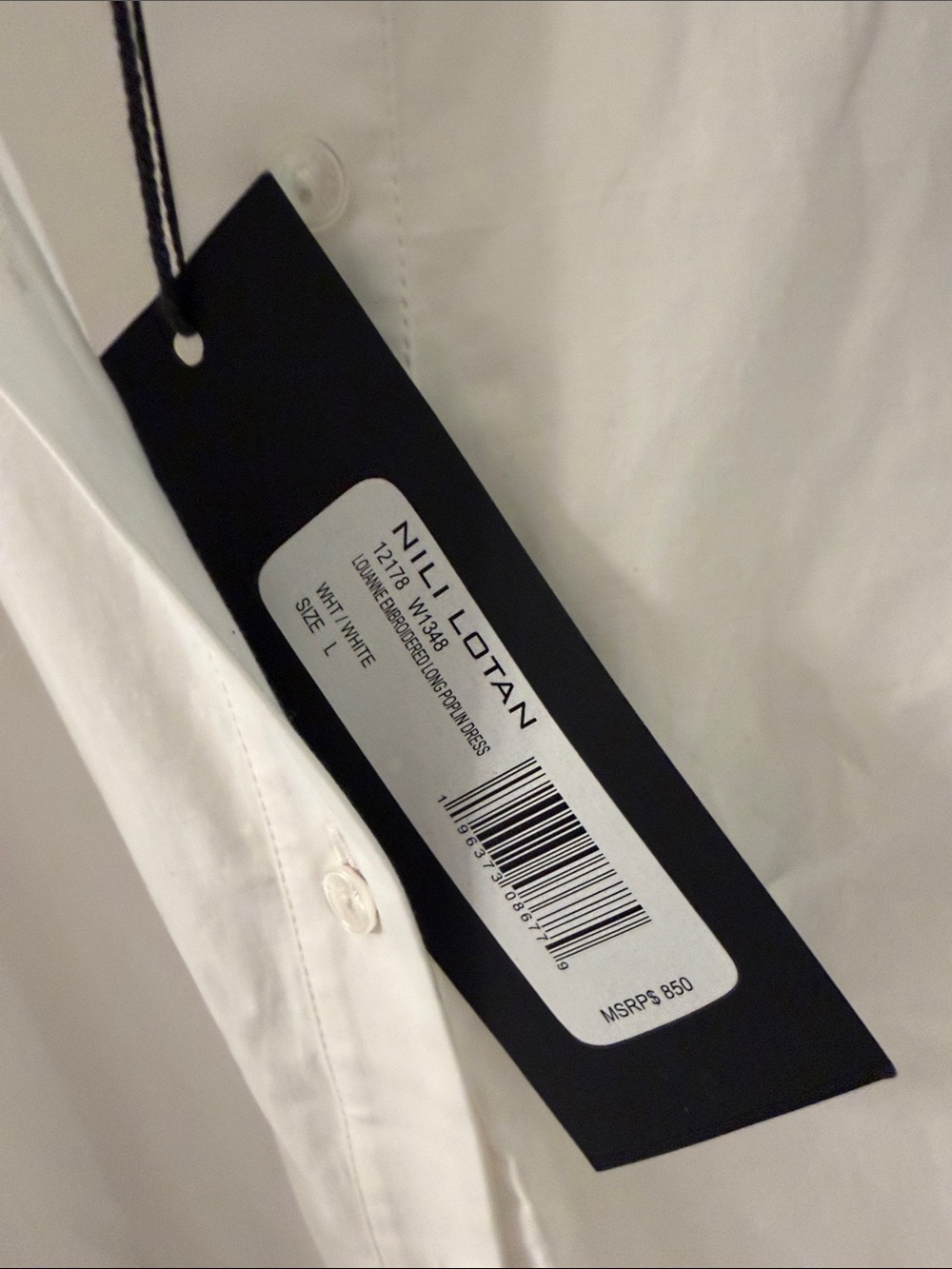 NWT Nili Lotan Louanne white embroidered long poplin dress $850 size L $670 off - Picture 9 of 10